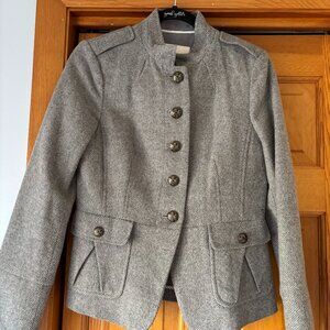 Vintage Banana Republic gray/white tweed military jacket - size 4.